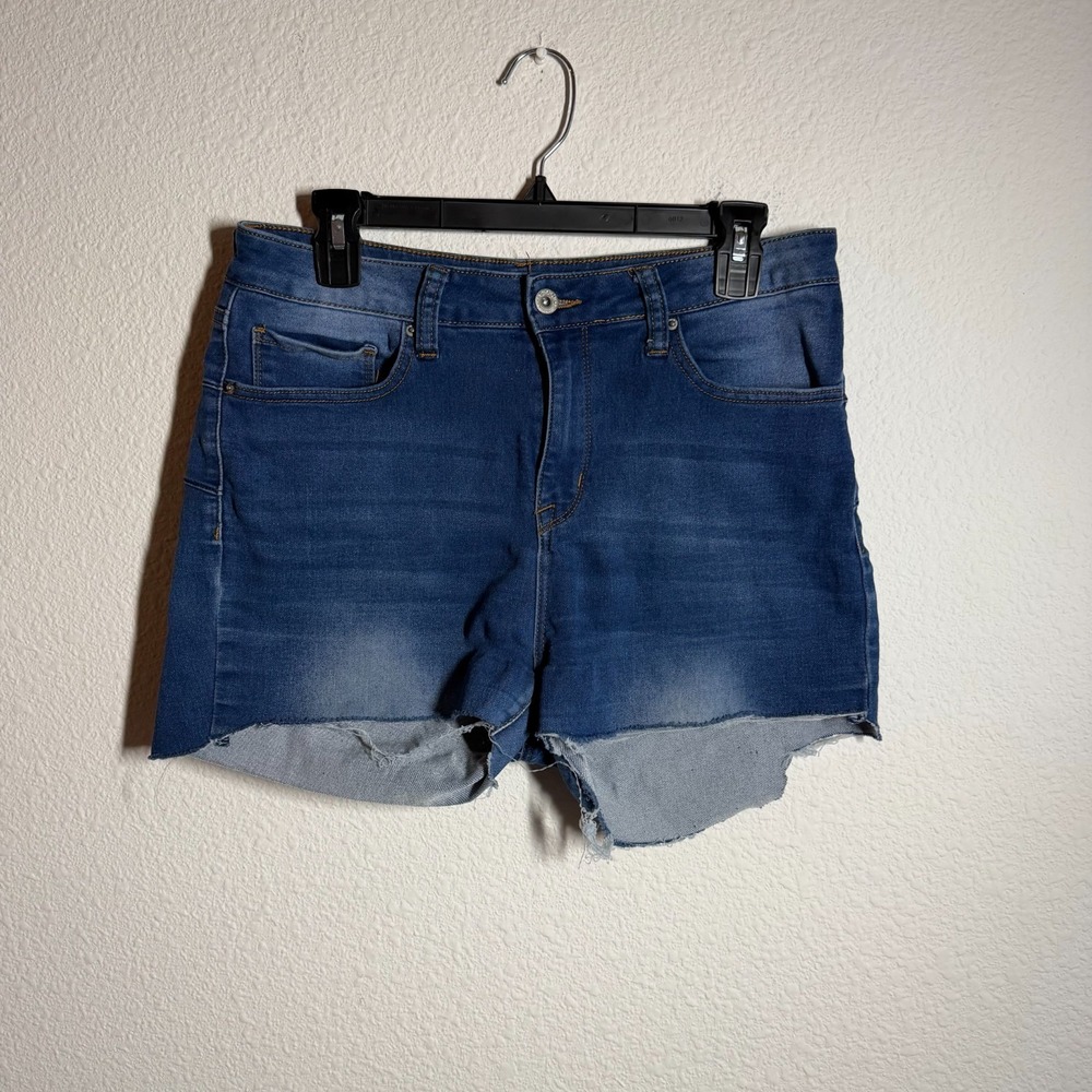 S.O.N.G. Curvy High Rise Cut Off Shorts Womens 13/31 Blue Denim Cotton Stretch